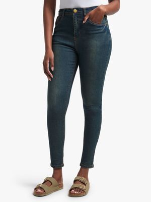 Women's Dark Tea Stain Skinny Jeans