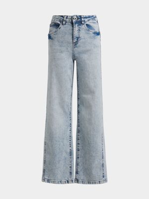 Jet Older Girls Bleached Wide Leg Jeans