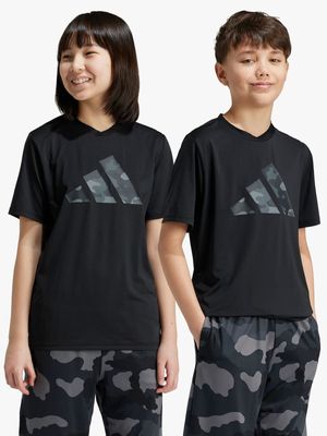 Boys Adidas Train Essential Print Black Tee