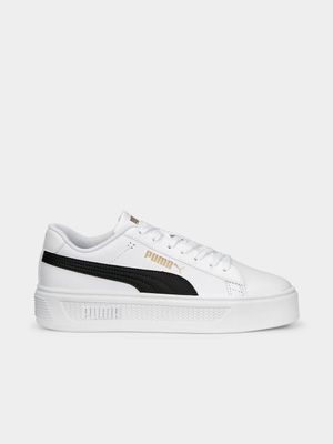 Women's Puma Smash Platform v3 White/Black Sneakers