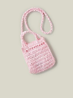 Cotton On Kids Pink Crochet Cross Body Bag