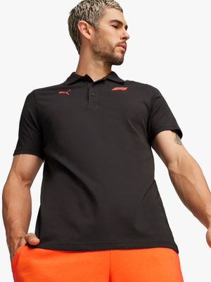 Puma Men's F1 Logo Motorsport Black Polo Shirt