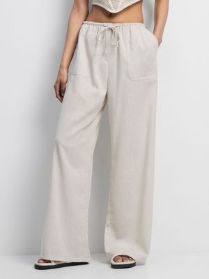 Women's Natural Pull On Wide Leg Pants