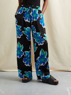 Women's Canvas Wide Leg Co-ord Printed Satin Pants