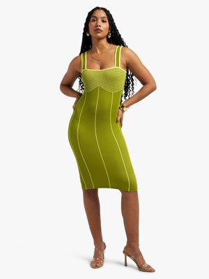 Women's Lime & Yellow Seamless Mini Dress