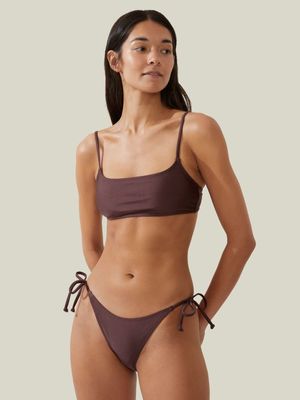 Women's Cotton On Brown Straight Neck Crop Bikini Top