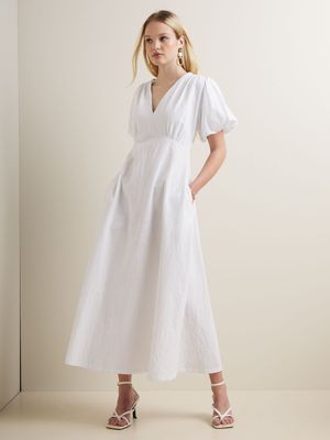 Women's Iconography Puff Sleeve Fit & Flare Cotton Dress