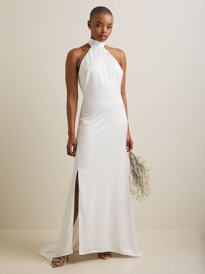 Women's Iconography Halter Tie Neck Wedding Dress