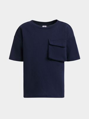 Jet Younger Boys Navy Pocket T-Shirt