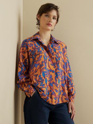 Women's Iconography Mock Placket Blouse