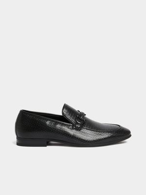 Mens Markham Formal Textured Trim Black Loafer