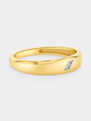 Yellow Gold Lab Grown Diamond Bevelled Wedding Band