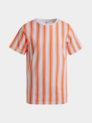 Jet Younger Boys Orange/White Stripe T-Shirt