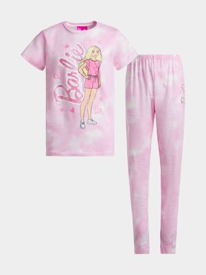 Jet Younger Girls Pink Tie Dye Barbie Pyjama Set