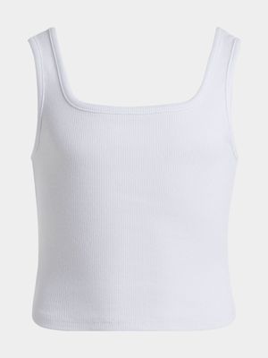 Jet Younger Girls White Rib Vest