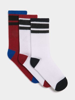 Jet Younger Boys Multicolour 3 Pack Sport Socks