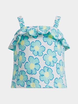 Younger Girl's Turquoise Flower Print Cami