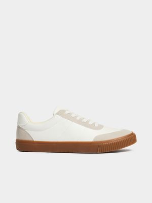 Men's White & Tan Sneakers