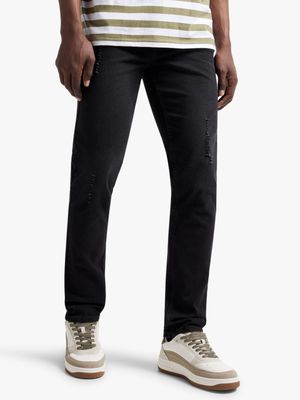 Men's Black Rip & Repair Skinny Jeans