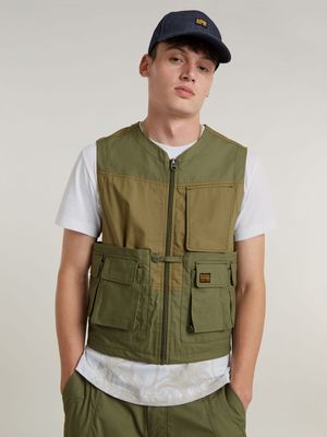 G-Star Men's P-35T Green Waistcoat Vest