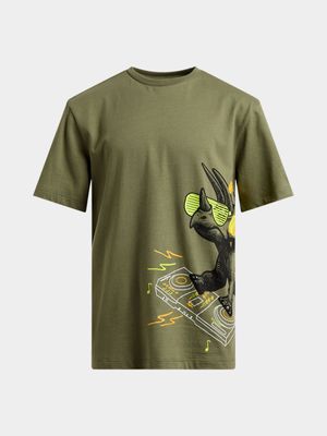 Younger Boy's Green Graphic Print T-Shirt