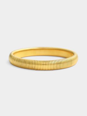 Stainless Steel 18ct Gold Plated Waterproof Strechy Bracelet