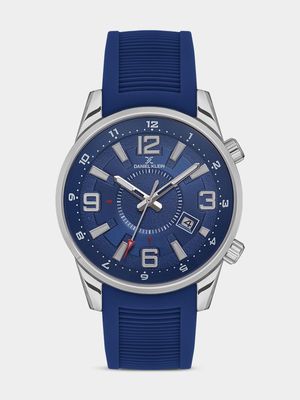 Daniel Klein Silver Plated Blue Dial Blue Silicone Watch