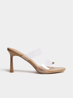 Women's Perspex Heel With Gold Trim