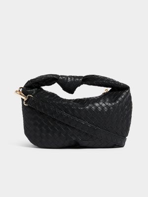 Women's Black Weave Soft Bag