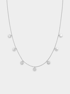 Sterling Silver Cubic Zirconia Lunar Disc Chain