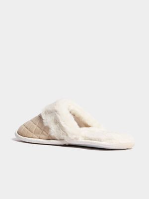 Jet Women's Taupe Quilted Closed Toe Slippers