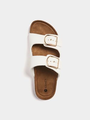 Women's White Double Strap Sandals