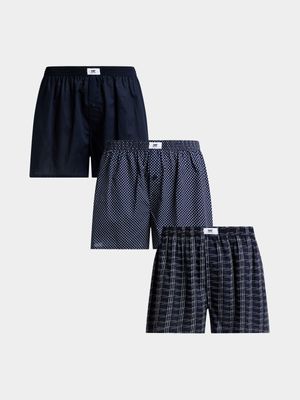 Men's Markham 3 Pack Modern Design Navy Boxer