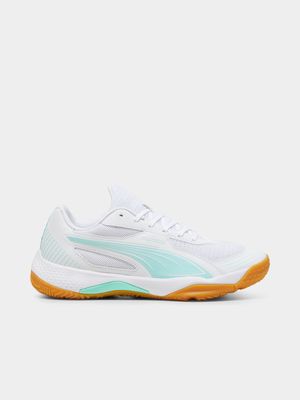 Womens Puma Solarflash III W+ White/Electric Peppermint Court Shoes