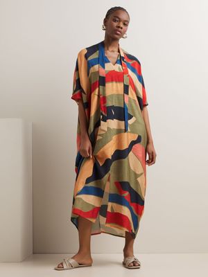 Women's Iconography Tie Neck Kaftan