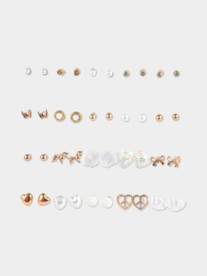 Girl's Rose Gold  20-Pack Stud Earrings