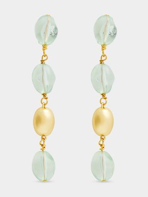 Green & Gold Drop Earrings