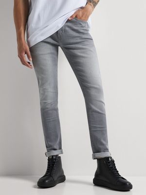 Fabiani Men's Grey Skinny Denim Jeans