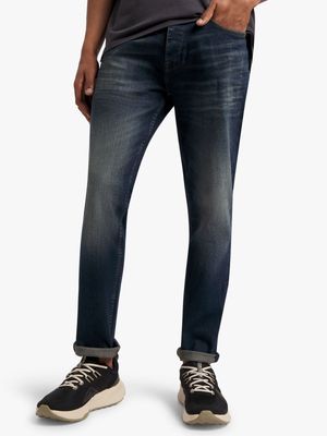 Men's Relay Jeans Straight Dark Dirty Wash Blue Jean