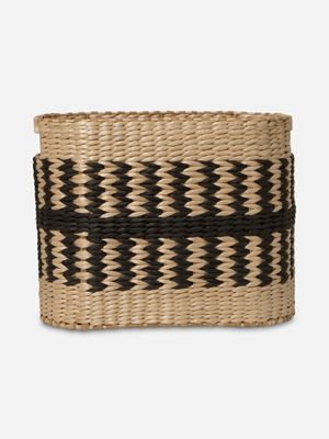 Black & Natural Storage Basket Oval 30 x 38 x 20cm