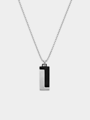 Stainless Steel Black Plated Tetris Bar Pendant