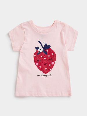 Jet Toddler Girls Pink/Esque Strawberry Berry Cute T-Shirt