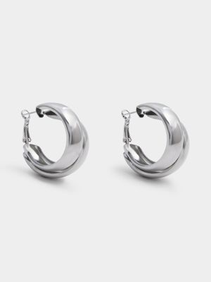 Women's Silver Chunky Hoop Earrings