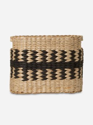 Black & Natural Storage Basket Oval 25 x 33 x 16cm