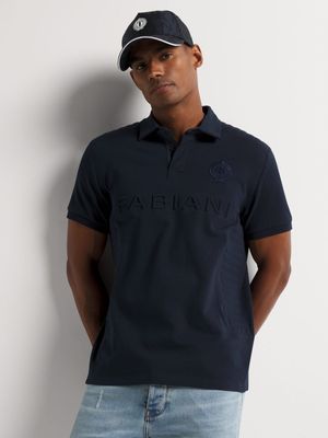 Fabiani Men's Embossed Quilted Navy Polo Golfer