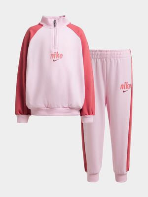 Girls Toddler Nike 1/2 Zip Pink Set