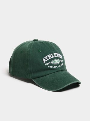 Women's Green Washed Athletics Peak Cap