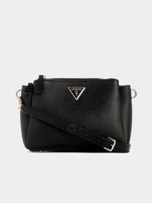 Women's Guess Black Noelle Tri Comp Crossbody Bag