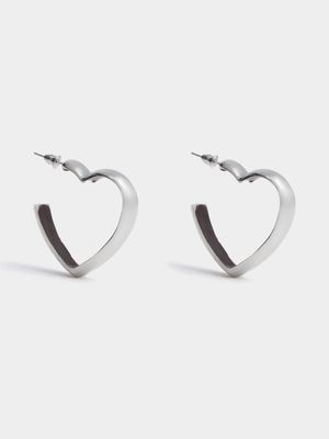 Women's Silver Red Heart Earring