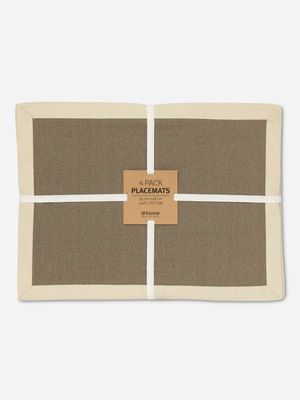 Cotton Border Placemat 4pk Natural 48x35cm